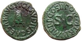 CLAUDIUS AE Quadrans (42 AD). Rare !!