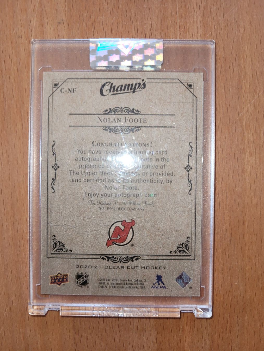 NHL Carte collezionabili: 2020-21 Upper Deck Clear Cut - Nolan Foote AU – Nuovo (secondo la descrizione) da Beinwil (Freiamt) venduto da Tourigny 1