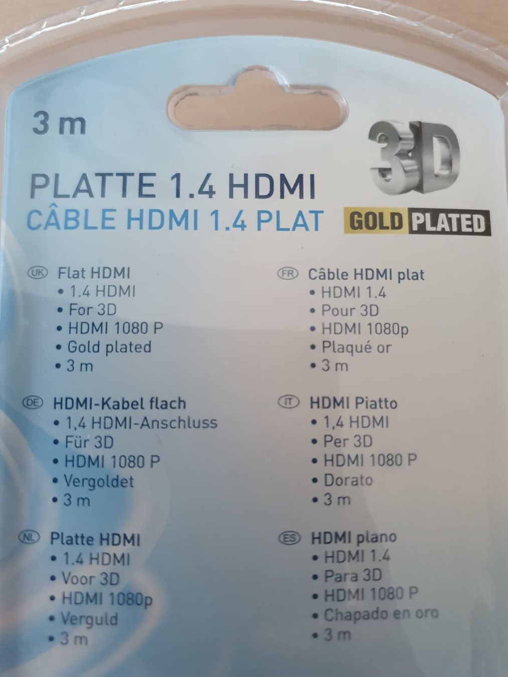 Grundig Cavi: Grundig 1.4 HDMI-Kabel flach 3m – Nuovo e nell'imballaggio originale da Gunzwil venduto da P20380 1