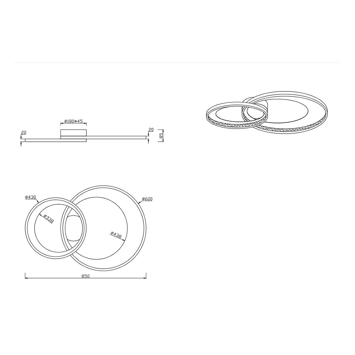 Kronleuchter & Deckenlampen: LED Deckenleuchte, 85 cm x 60 cm, Dimmer – Neu (gemäss Beschreibung) aus Kreuzlingen von Smart-Light 5