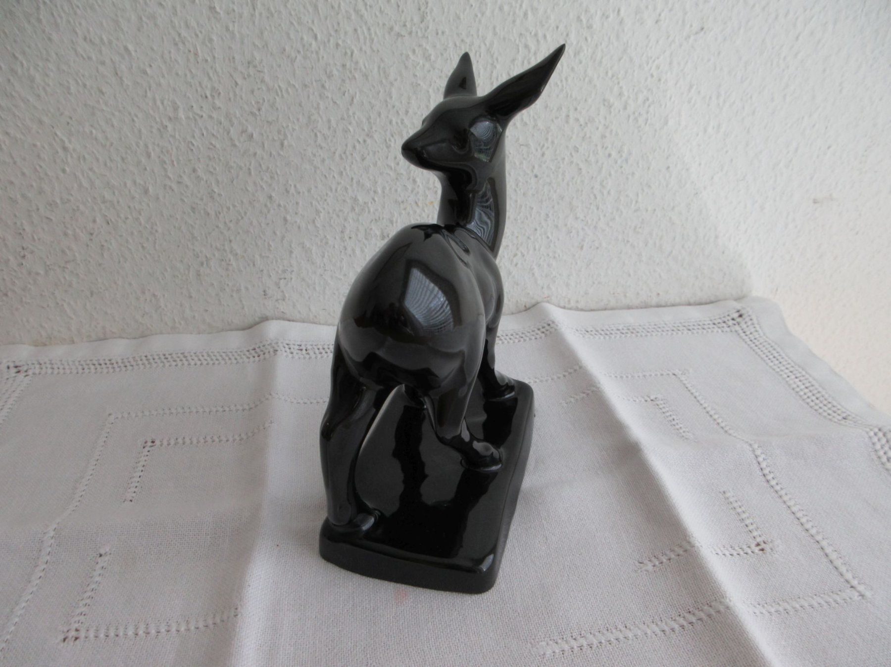 Statuette: Laufen Keramik Schwarzes Reh – Usato da Binningen venduto da mondoantico 3