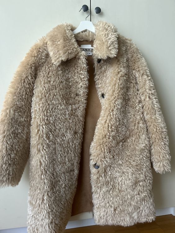 Kuscheliger Teddymantel Zara Grösse S beige Winter (Neu (gemäss