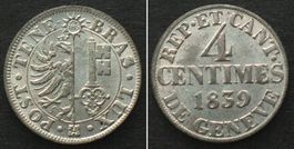 GENEVE / GENF 4 Centimes 1839 Billon ERHALTUNG! unz