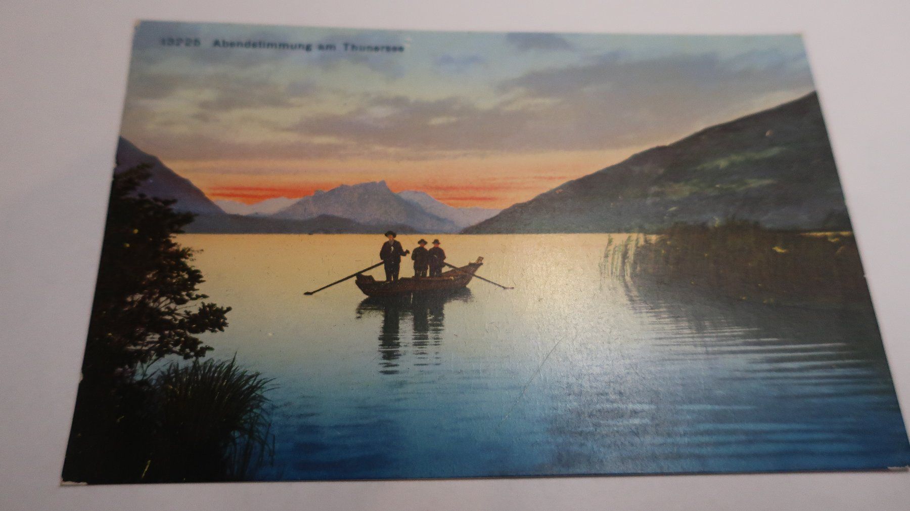 Ansichtskarten: Abendstimmung am Thunersee  1924 – Defekt aus Cormoret von Pascalll2001 1