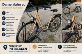 Damenvelo / Citybike mit Licht & Gepäckträger