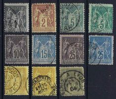 Frankreich 1877/80 "Friede und Handel" gute Werte gest.