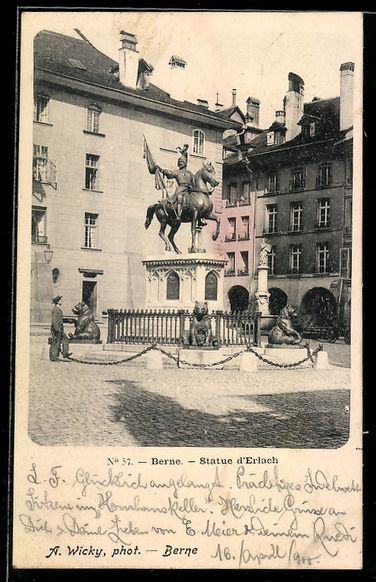 Cartoline postali: AK Berne, Statue d`Erlach – Usato da Berlin venduto da bartko-reher