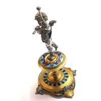 Alter Puto, Engel, Skulptur , Emaille, Bronze Feuervergoldet