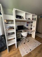 Lit-mezzanine avec bureau et matelas