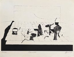 „Figurenfeld“ Lithographie, unleserlich signiert