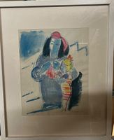 Abstrakte Mutter und Kind Aquarellmalerei, 1982