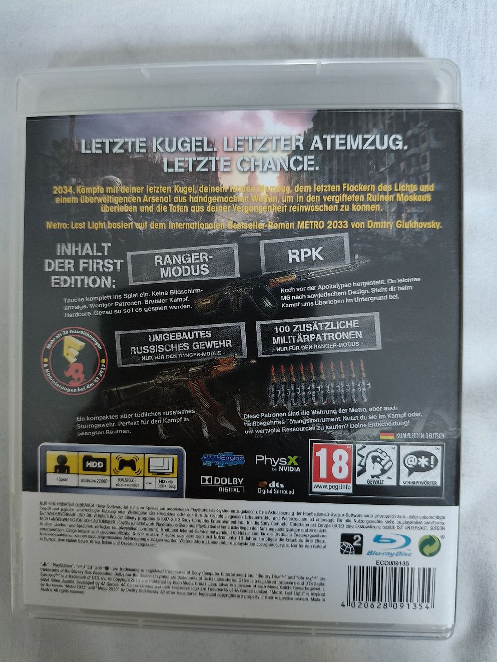 Sony Giochi: Metro Last Light First Edition PS3 – Usato da St. Gallen venduto da Ringa72 1