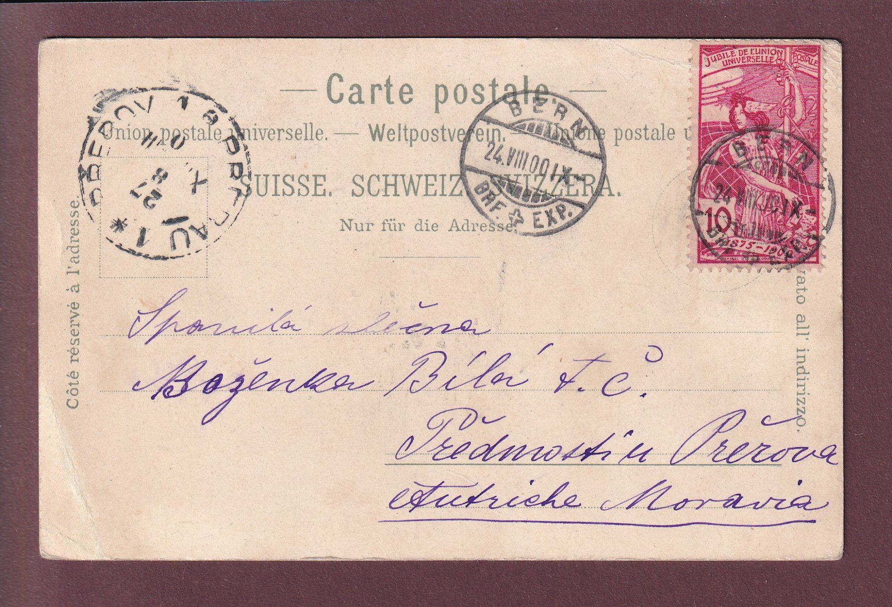 Cartoline postali: BERN - Bärengraben - 1900 UPU // Falte + Eckbug // – Usato da Pully venduto da nicecards 1