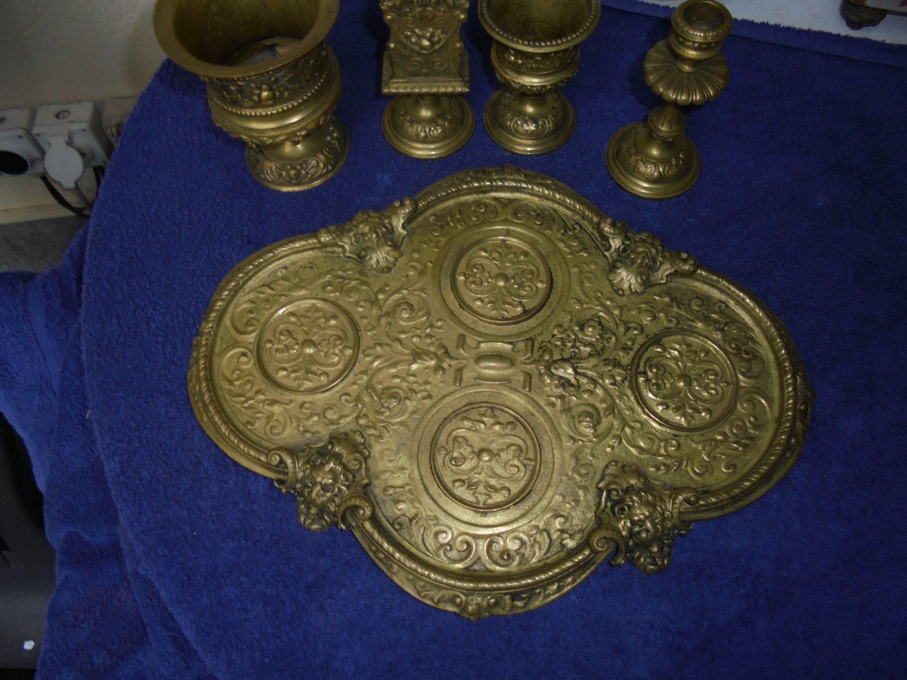 Portacandele: Antikes, grosses Raucherset, Bronze, ca. 1900-20 – Usato da Camorino venduto da Hunpete 4