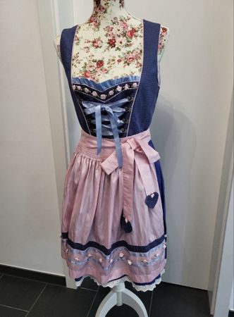 Hübsches Krüger Dirndl Gr. 38 blau rosa