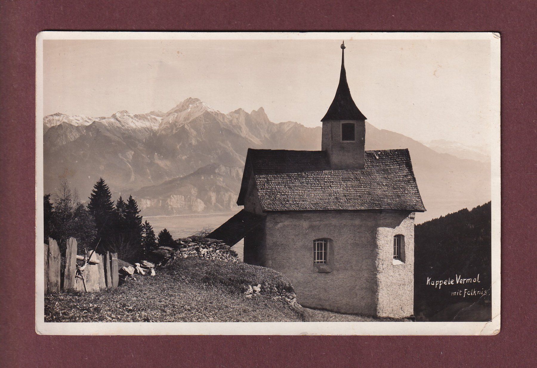 Cartoline postali: KAPELLE VERMOL - Falknis - 1936 // Eckbug // – Usato da Pully venduto da nicecards
