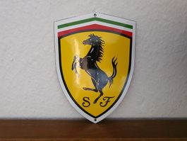 Emailschild Ferrari Wappen Logo Italy Emaille Schild Reklame