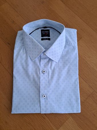 Hemd Olymp body fit Hellblau gemustert Gr. 40 