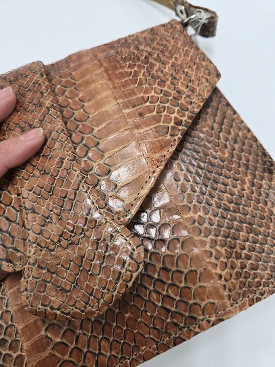 Petit Sac Bandoulière Mappin & Webb Peau De Serpent Et Cuir - Réglable, Fermeture Aimant, Occasion