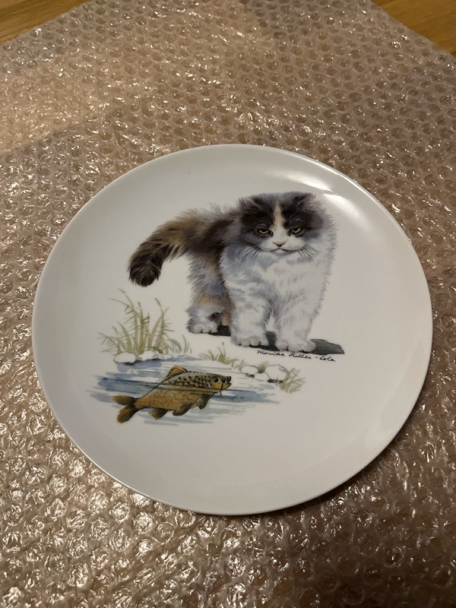 Teller: Wunderschöner Wandteller mit Katzenmotiv, Winterdeko! – Gebraucht aus Steckborn von ecola01