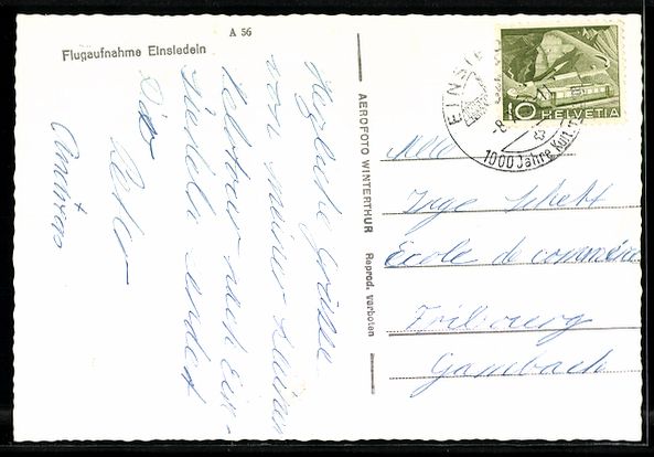 Cartoline postali: AK Einsiedeln, Flugaufnahme – Usato da Berlin venduto da bartko-reher 1