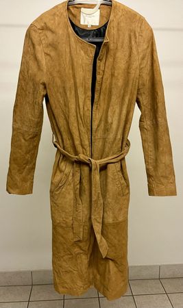 Selected Femme Echtleder Mantel / Wildleder-Parka Cognac