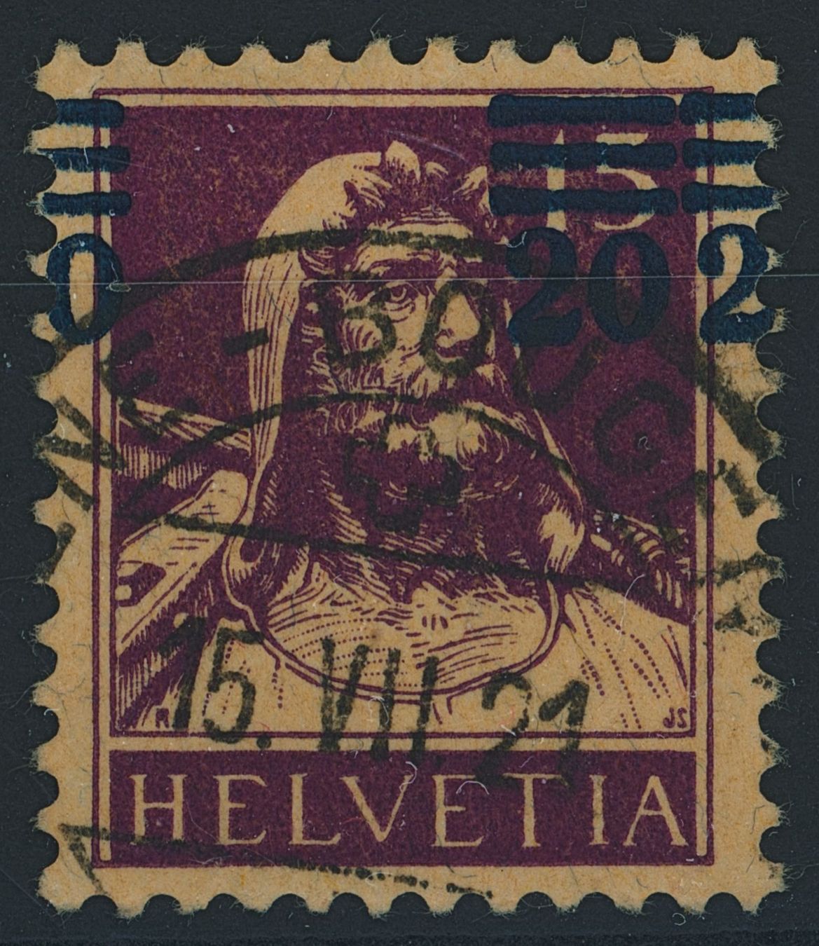 Tutti i francobolli: 1921 - Tellbrustbild - Abart - gestempelt – Usato da Schindellegi venduto da leecollect