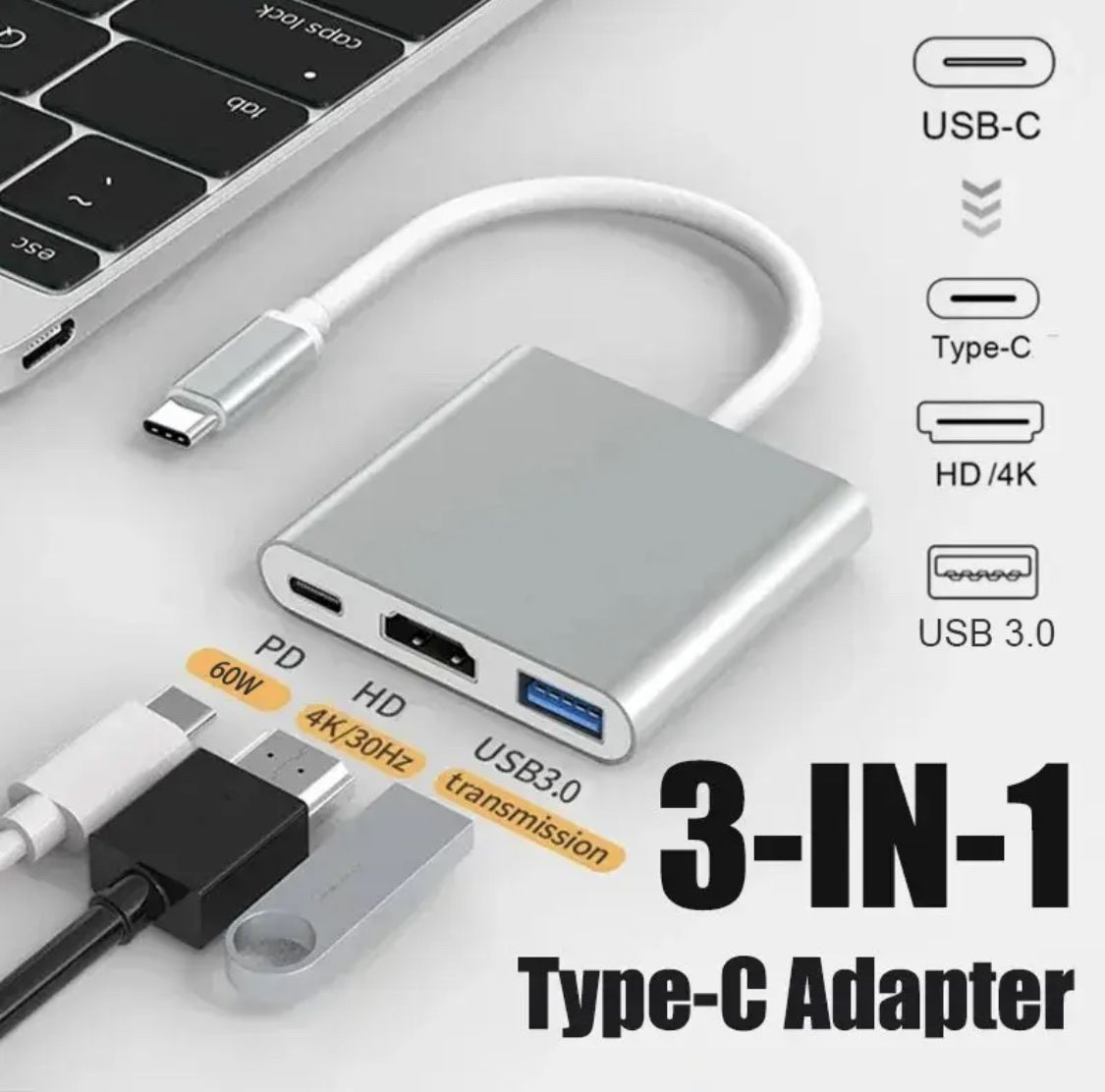 Kabel: USB-C Multiport Adapter HDMI 4K Hub Typ C auf USB 3, Spliter – Neu und originalverpackt aus Schaffhausen von _ALEJNA_ 6