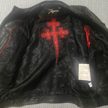 Coole Lederjacke mit Kreuz-Muster, Top Zustand! Gr. XL