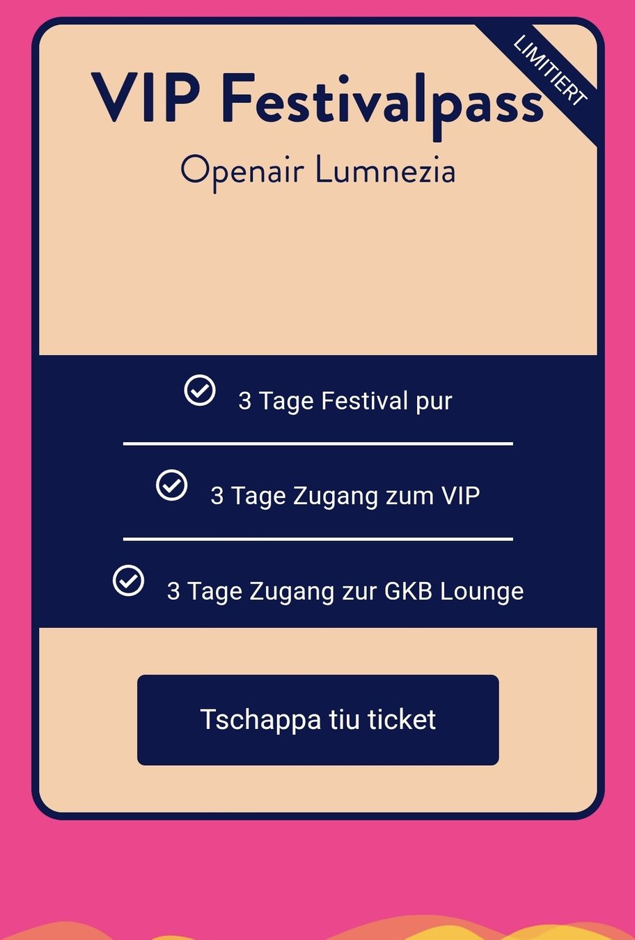 Biglietti: 2 Mal VIP Tickets Lumnezia  – Nuovo e nell'imballaggio originale da Würenlingen venduto da hau_x7lv 1