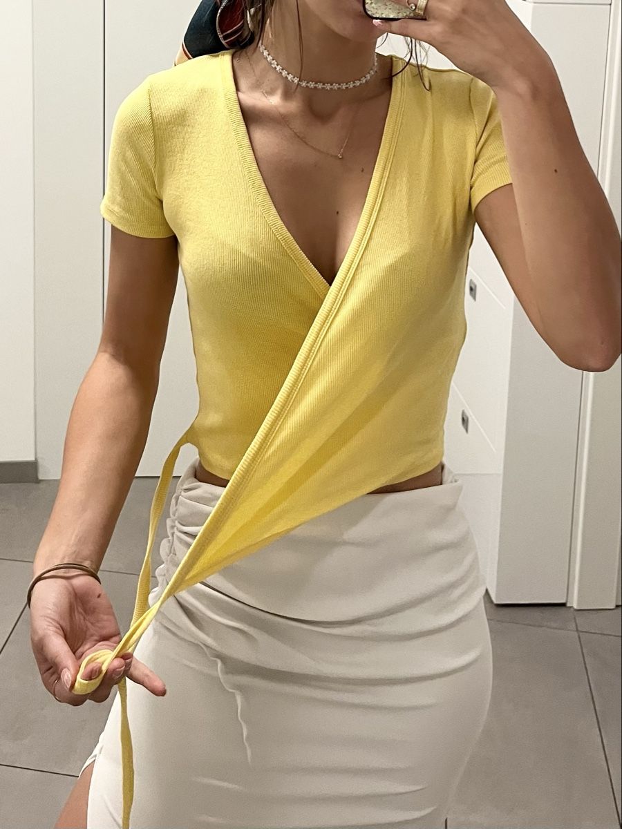 Tally Weijl Top: Haut d’été en coton taille S/M ajustable – Nuovo (secondo la descrizione) da Aigle venduto da sow_m7gm 3