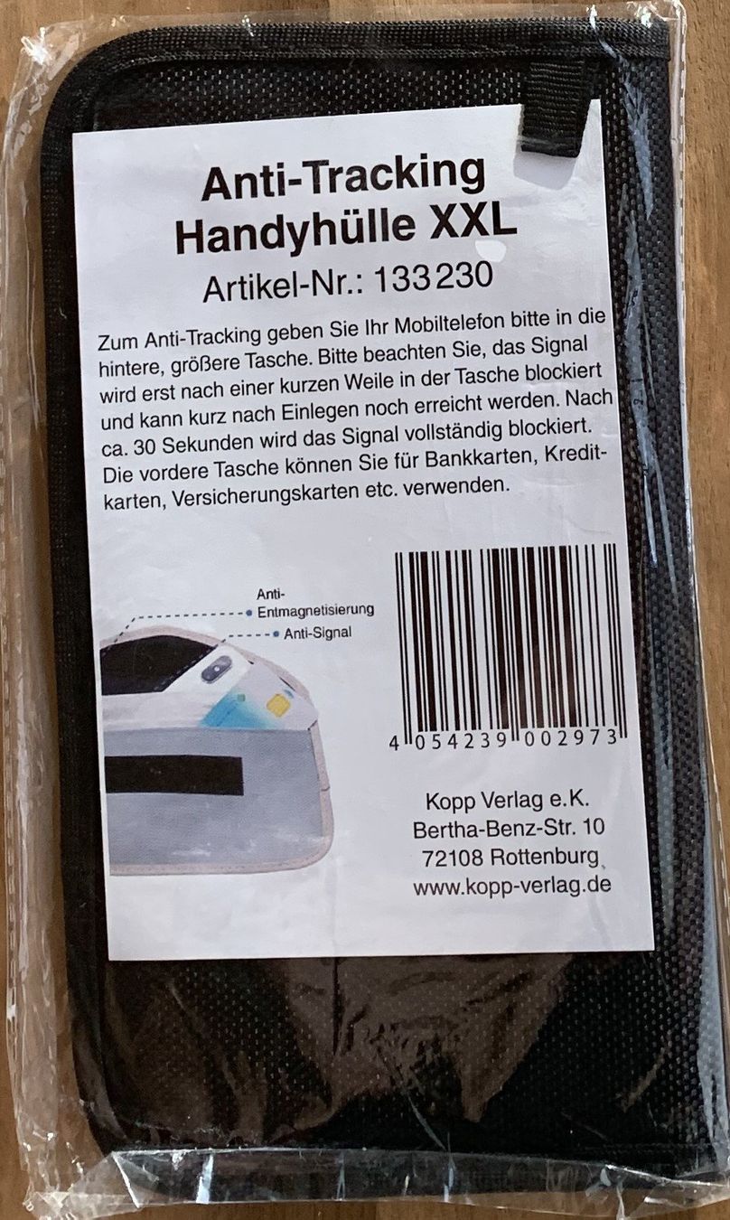 Covers & Schutzfolien: ANTI-Tracking Handyhülle XXL – Neu und originalverpackt aus Birsfelden von Emporio82