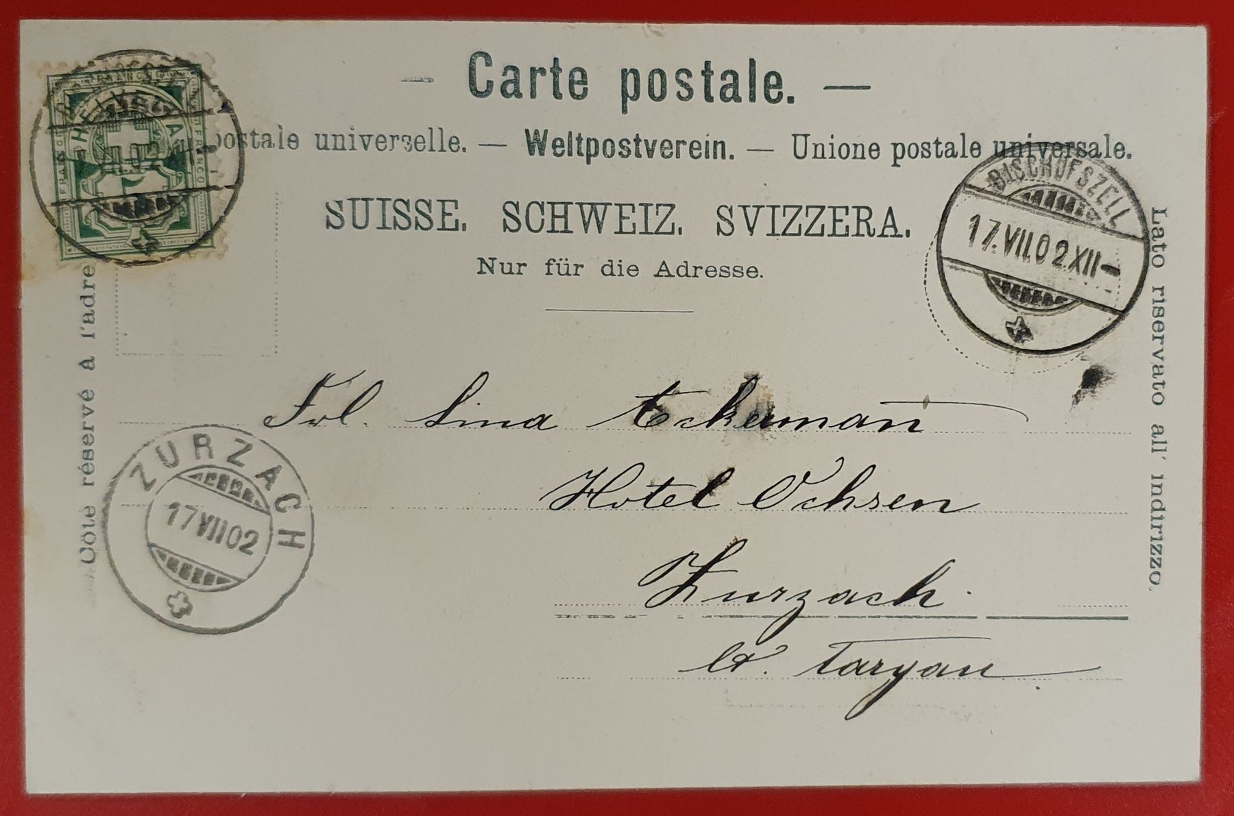 Ansichtskarten: Gruss aus Bischofszell 1902 – Gebraucht aus Kreuzlingen von Rschweiz1 1