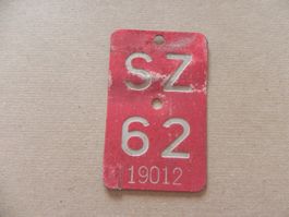 Velonummer Rad Velo Nummer SZ 62 Schwyz 1962 Geschenk