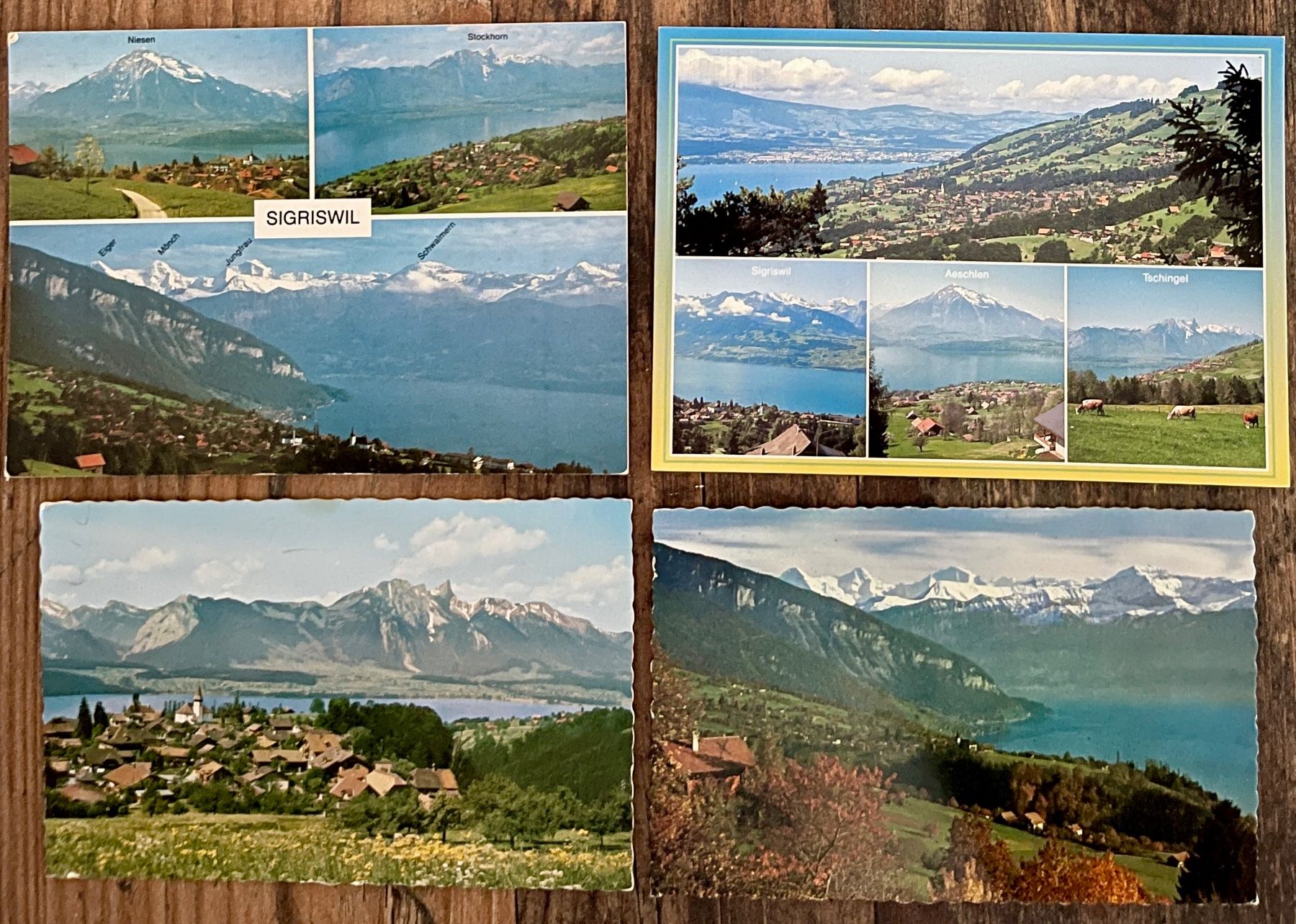 Cartoline postali: 4 X SIGRISWIL - Thunersee - Color – Usato da Lutry venduto da Ediego