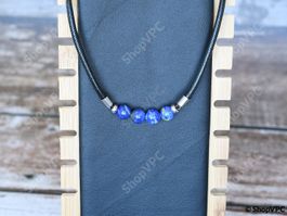 Halskette aus Leder und Lapislazuli - Collier Lapis Lazuli