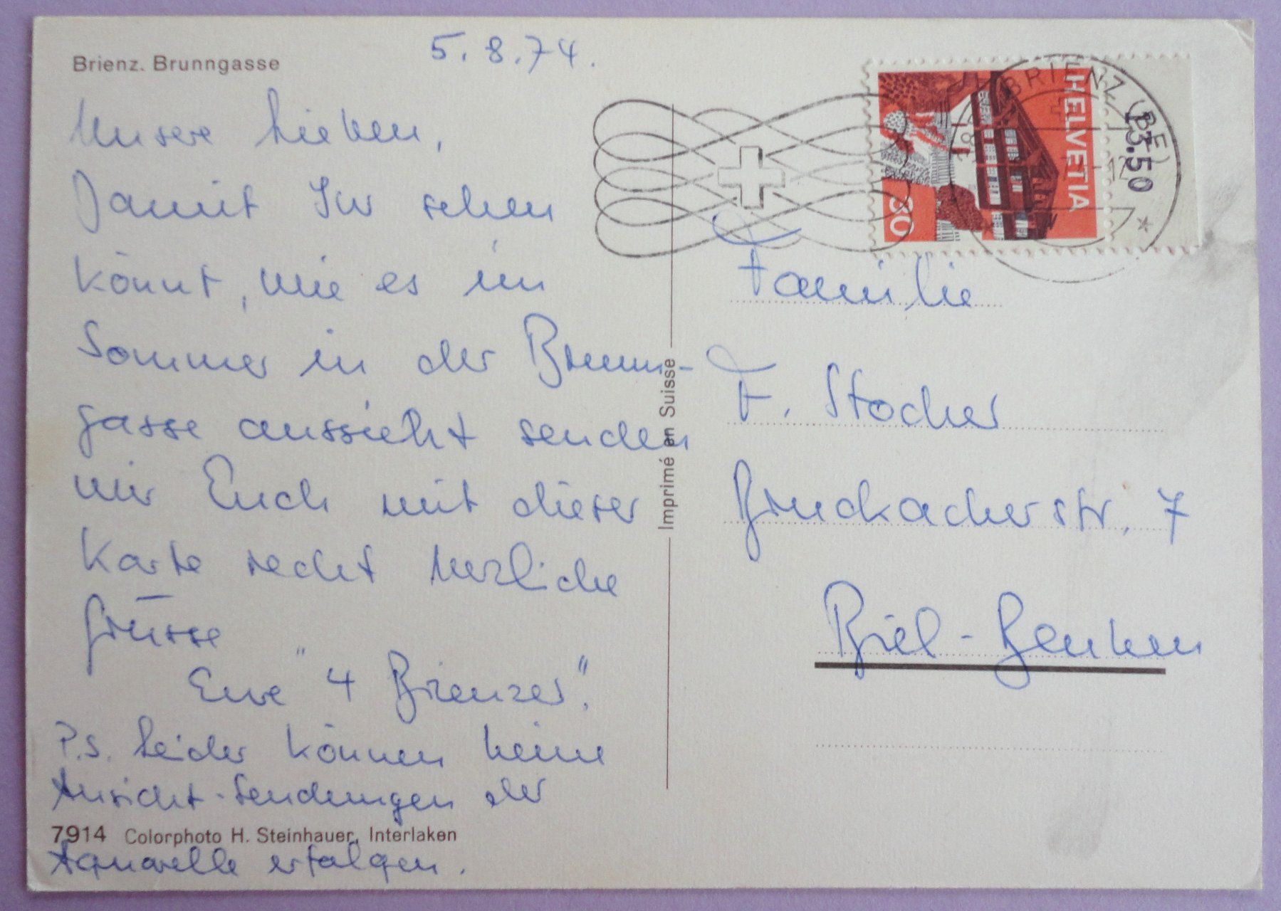 Cartoline postali: Brienz, Brunngasse – Difettoso da Fétigny venduto da Billy2miny 1
