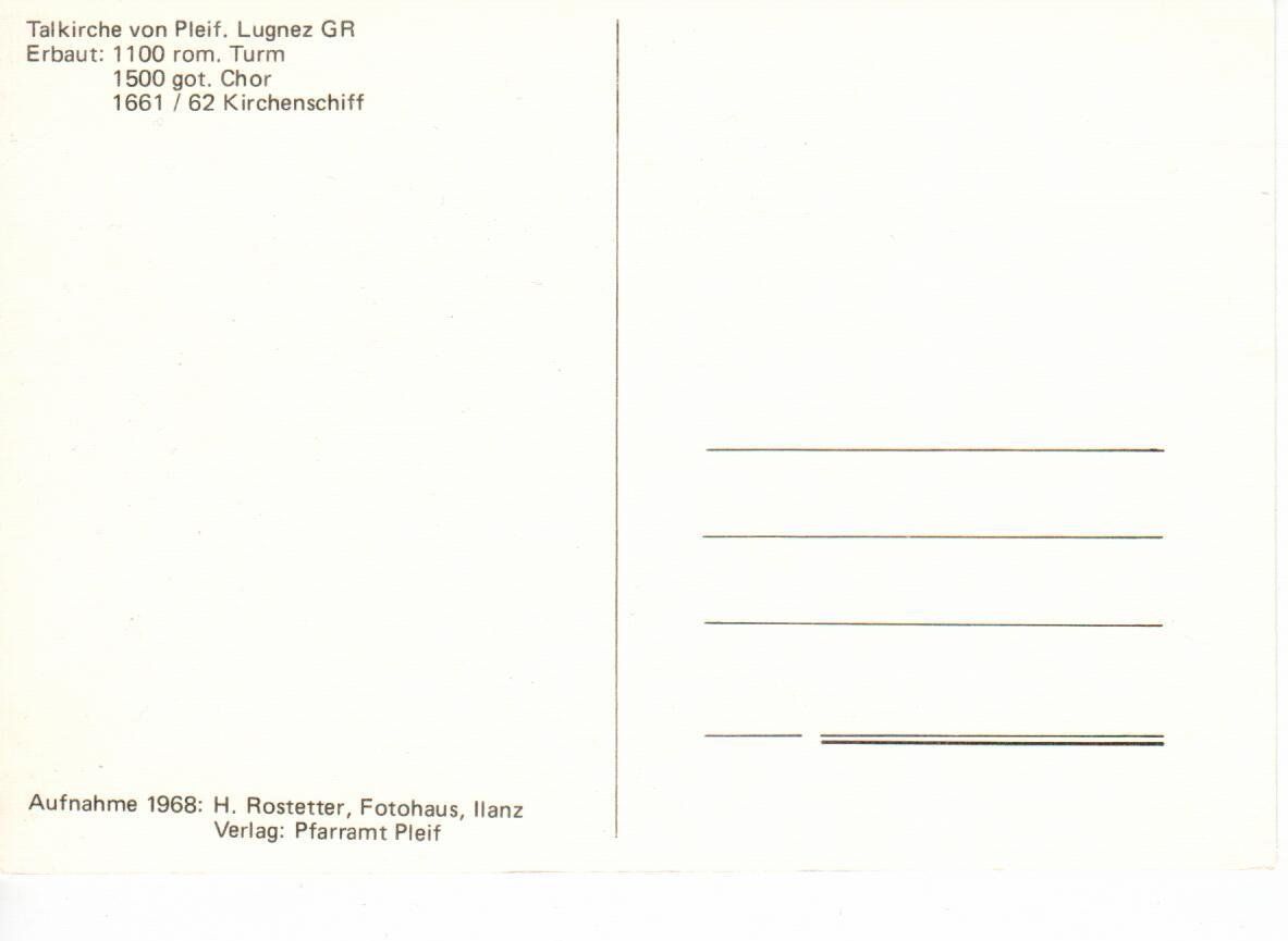 Cartoline postali: Talkirche von Pleif, Lugnez GR – Usato da Wolhusen venduto da Curver9 1