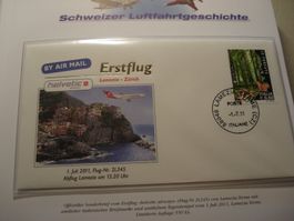 Brief Erstflug 2011, Helvetic, Zürich-Lamezia IT-Zürich