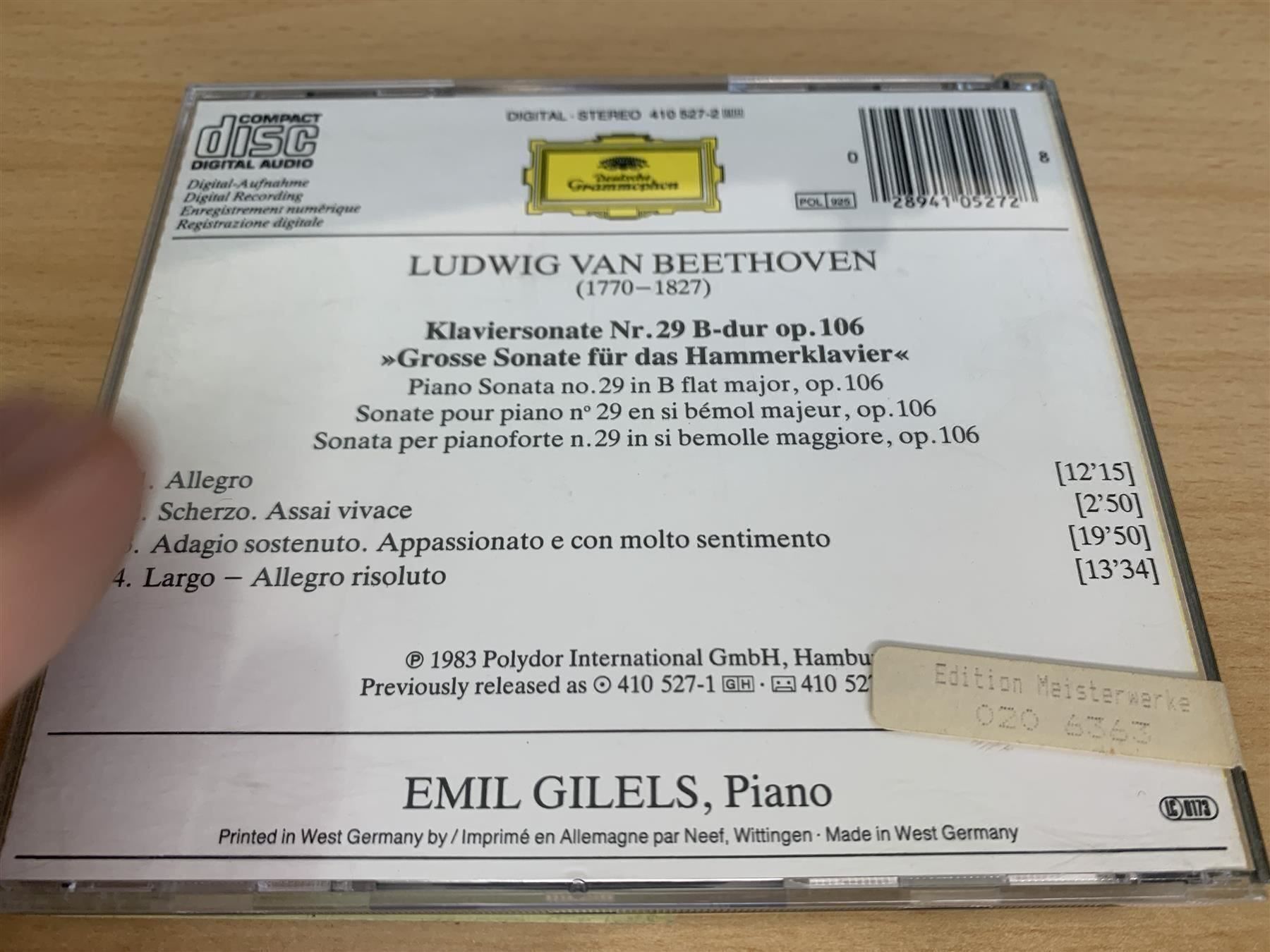 CD: Beethoven - Hammerklavier-Sonate – Usato da Rikon im Tösstal venduto da Alpenmutz 1