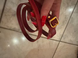 Mollerus Ledergürtel, bordeauxrot, goldene Schnalle, neu!