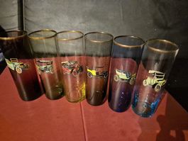 6 verres collection décor voitures anciennes, vintage !