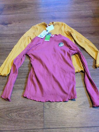 Langarmshirt Set 2-teilig gelb rosa neu 140 Migros