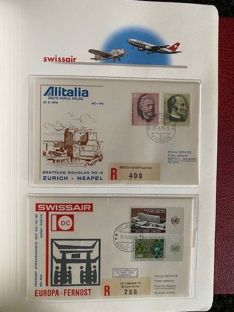 Alle Briefmarken: Swissair Album mit ca. 60 Erstflugbriefen – Gebraucht aus Canobbio von cog_bp5c 3