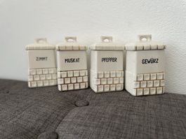 Vintage Gewürzbehälter Set, Keramik, Holland, 4 Stück