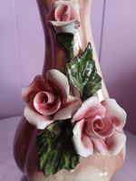 Italienische Vintage Keramik Vase mit Rosen