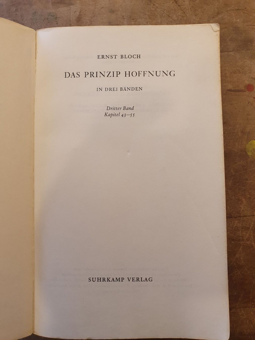 Libri: Das Prinzip Hoffnung Band 3 - Ernst Bloch - Suhrkamp – Usato da Zürich venduto da loosebone 1