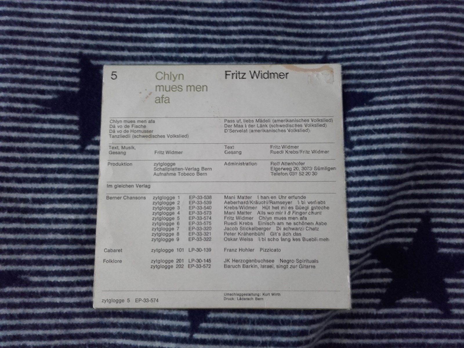 Dischi in vinile: Fritz Widmer "Chlyn muess men afa" 1967 – Usato da Sempach venduto da Allmusic 1