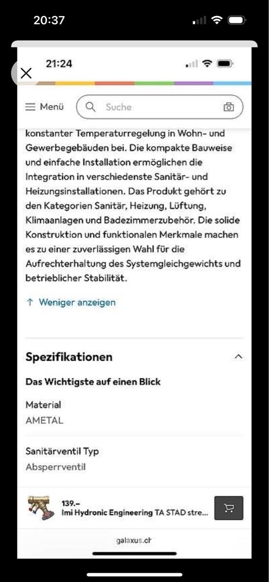 Tutti gli attrezzi: Regelventile Heizung TA-Hydronics STAD Entleeradapter 3/4" – Nuovo e nell'imballaggio originale da Zofingen venduto da Angelomichael 3