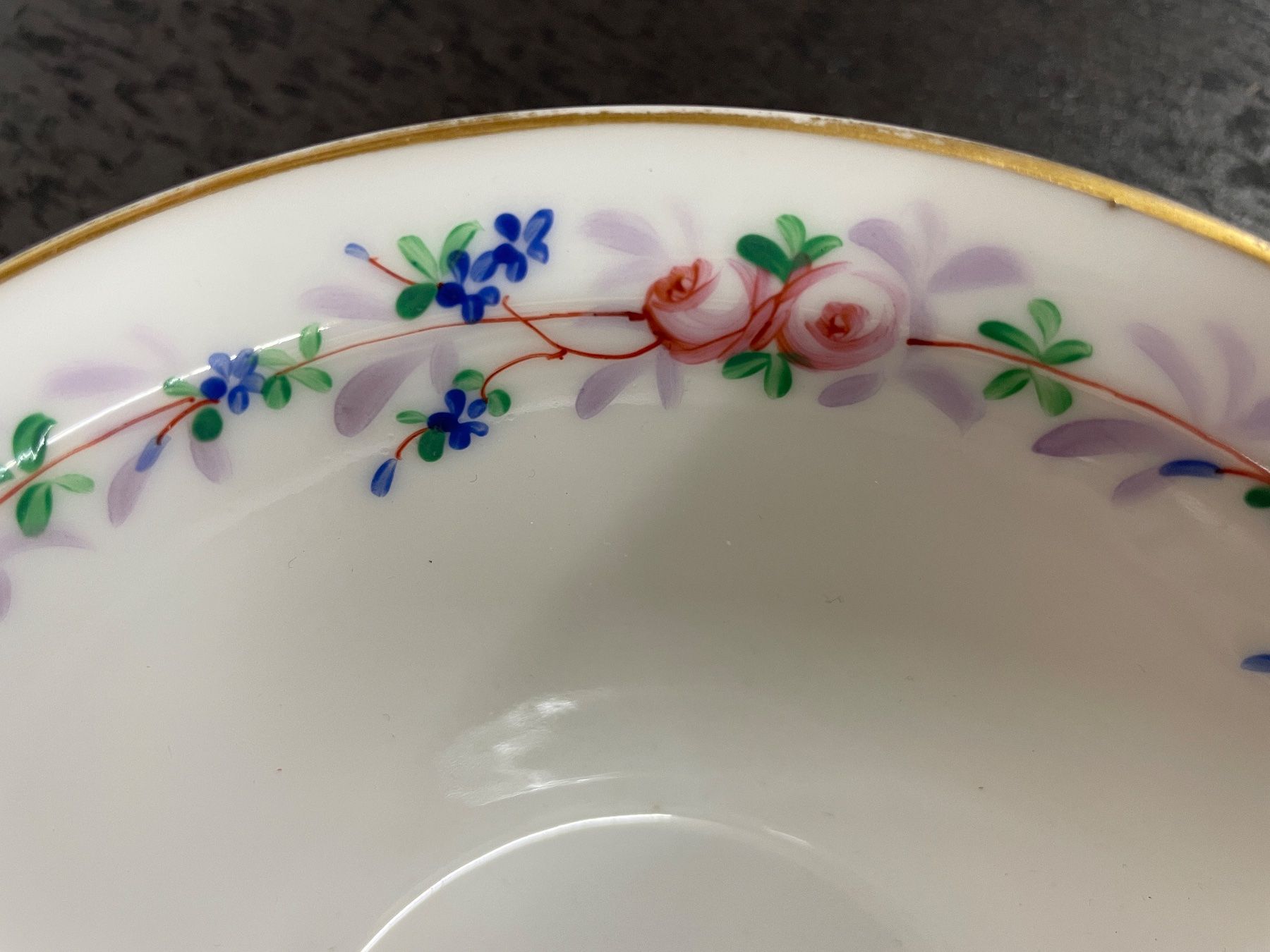Ciotole: alte handbemalte Schale, Blumen 19 cm – Usato da Füllinsdorf venduto da bienli 1